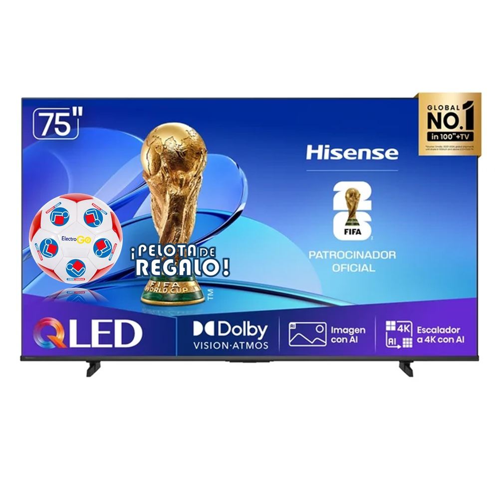 TELEVISOR HISENSE QLED 75" UHD SMART TV 75Q6QV + PELOTA DE REGALO